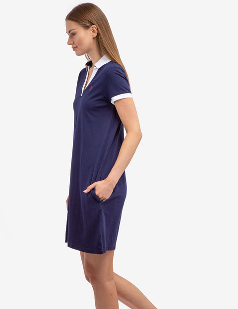 SHORT SLEEVE SPLIT NECK SWING DRESS - U.S. Polo Assn.