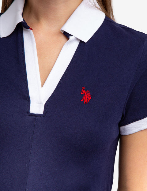 SHORT SLEEVE SPLIT NECK SWING DRESS - U.S. Polo Assn.