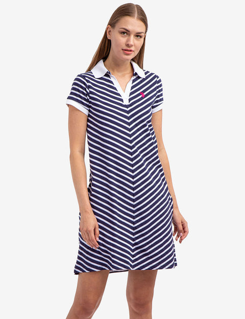 SHORT SLEEVE SPLIT NECK SWING DRESS - U.S. Polo Assn.