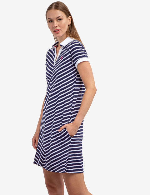 SHORT SLEEVE SPLIT NECK SWING DRESS - U.S. Polo Assn.