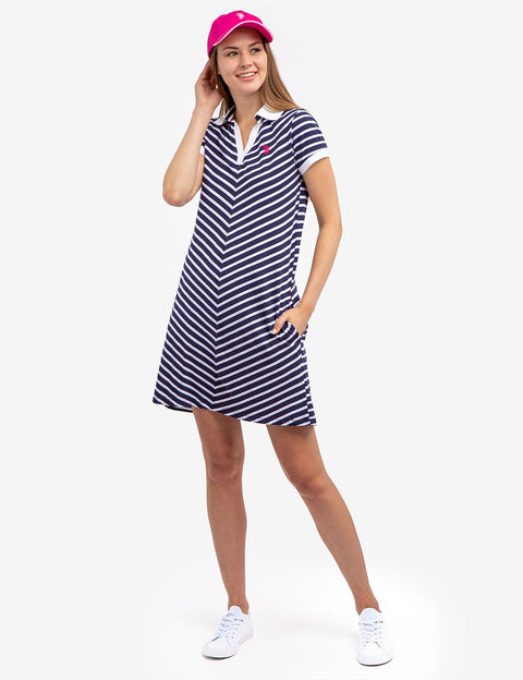 SHORT SLEEVE SPLIT NECK SWING DRESS - U.S. Polo Assn.