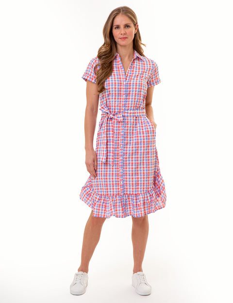 GINGHAM RUFFLE HEM DRESS - U.S. Polo Assn.