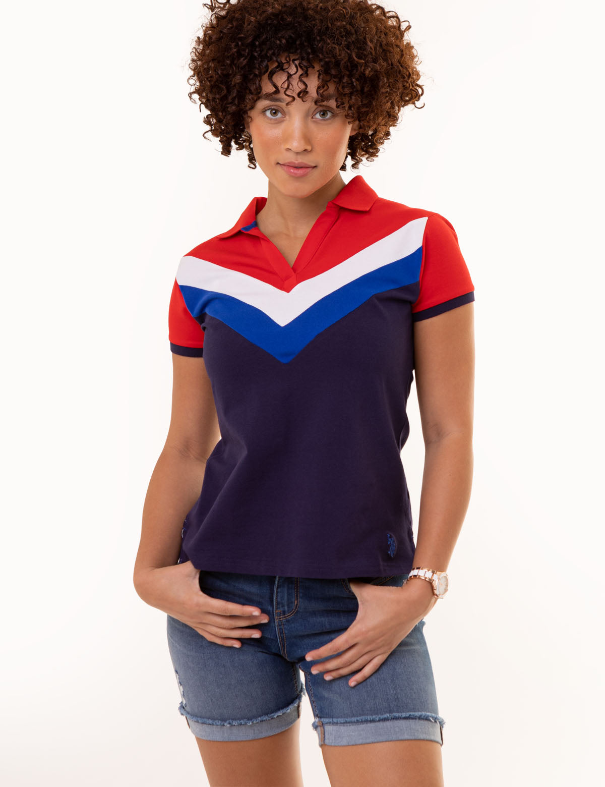 OPEN PLACKET CHEVRON POLO SHIRT– U.S. Polo Assn.