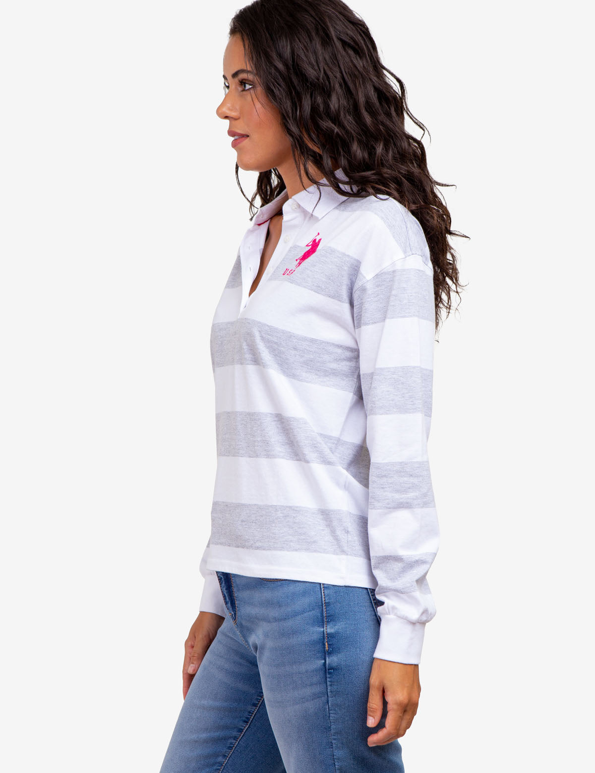Striped Long-Sleeved Rugby Polo T-shirt main image 1