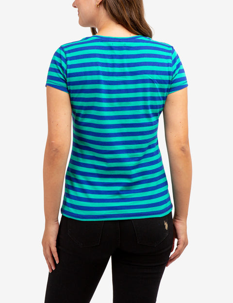 STRIPED V-NECK T-SHIRT - U.S. Polo Assn.