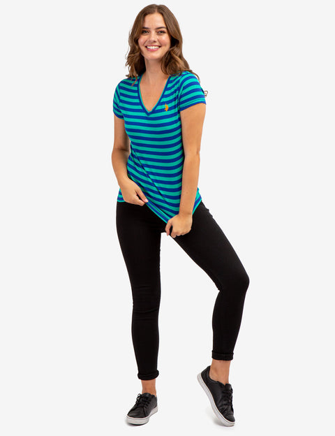 STRIPED V-NECK T-SHIRT - U.S. Polo Assn.