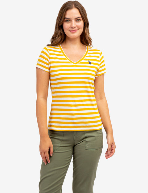 STRIPED V-NECK T-SHIRT - U.S. Polo Assn.
