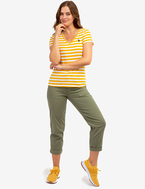 STRIPED V-NECK T-SHIRT - U.S. Polo Assn.