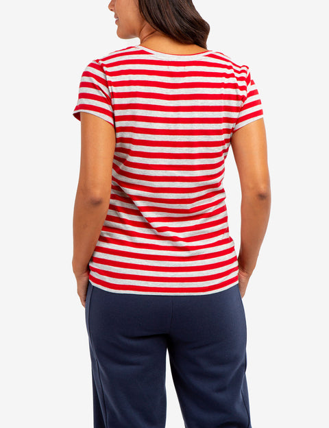 STRIPED V-NECK T-SHIRT - U.S. Polo Assn.