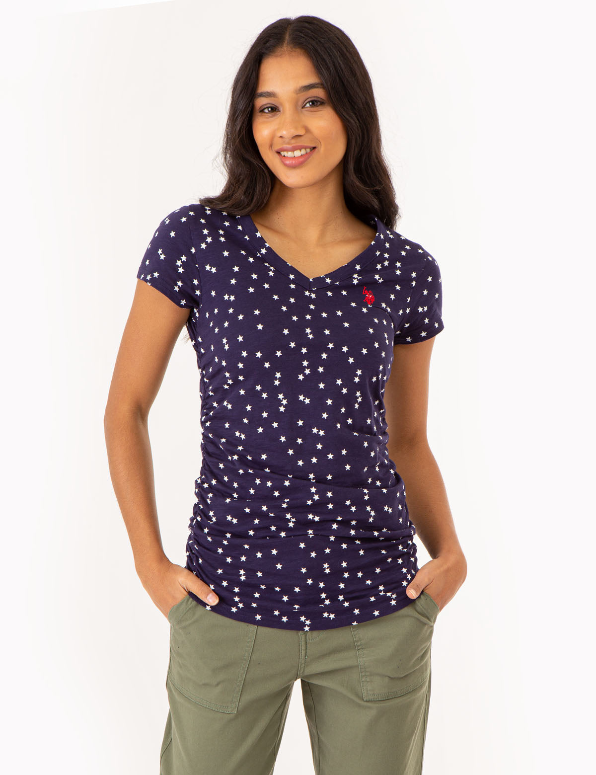 Women's Star Print  Sleeveless Polo Shirt