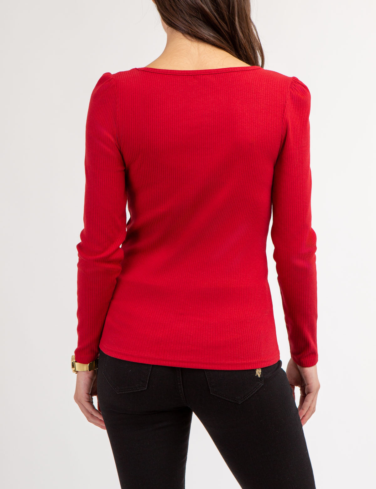 POL Exposed Seam Round Neck Long Sleeve Top