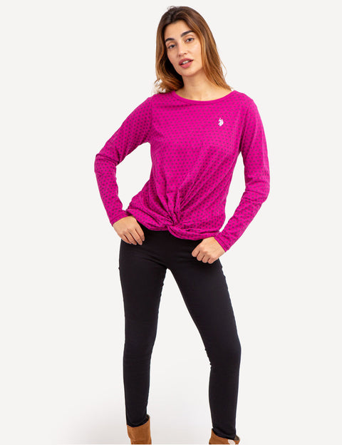 DITSY LONG SLEEVE TWIST FRONT TOP - U.S. Polo Assn.