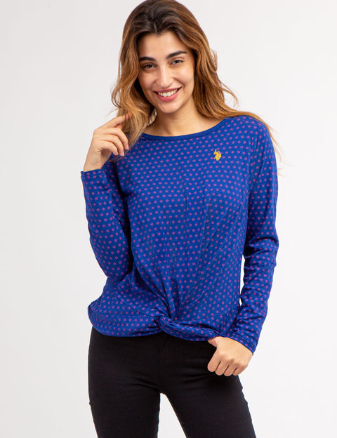 DITSY LONG SLEEVE TWIST FRONT TOP - U.S. Polo Assn.