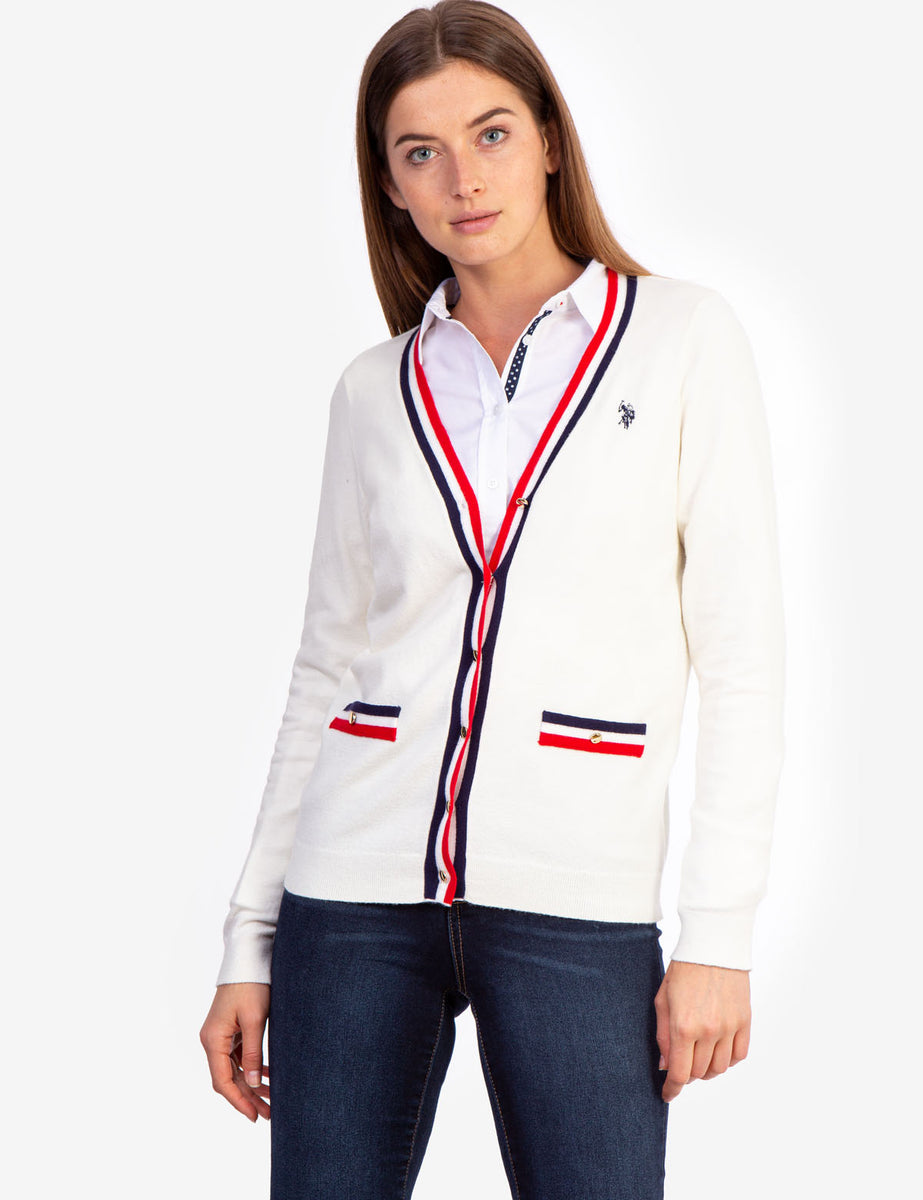 STRIPED RIB KNIT CARDIGAN– U.S. Polo Assn.