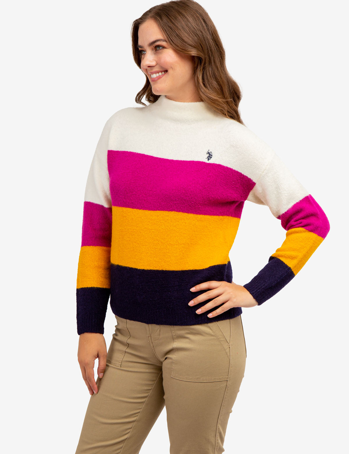 2 in 1 Color-Block Wool Blend Polo Collar Sweater main image 1
