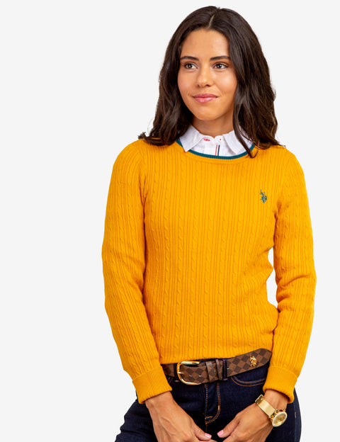 TIPPED SOFT CABLE CREW NECK SWEATER - U.S. Polo Assn.