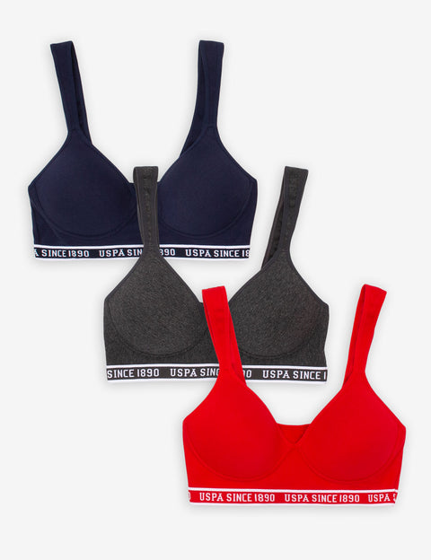 3 PACK SPORTS BRAS - U.S. Polo Assn.