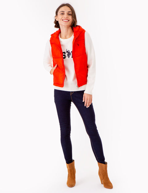 HOODED CROPPED VEST - U.S. Polo Assn.