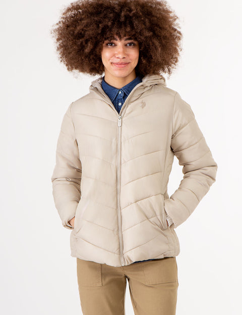 COZY FUR LINED HOODED PUFFER JACKET - U.S. Polo Assn.