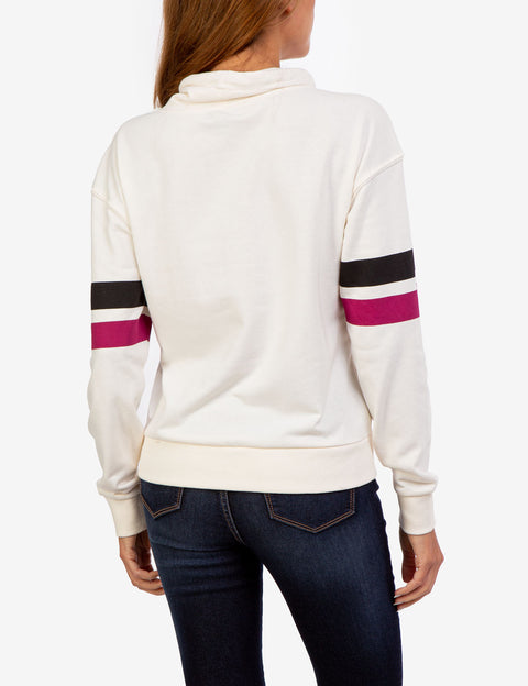 STRIPE SLEEVE COWL NECK SWEATSHIRT - U.S. Polo Assn.