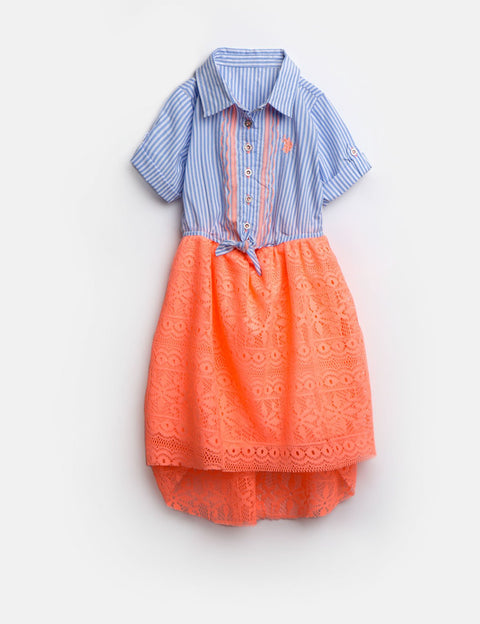 GIRLS DRESS WITH STRIPES AND LACE - U.S. Polo Assn.