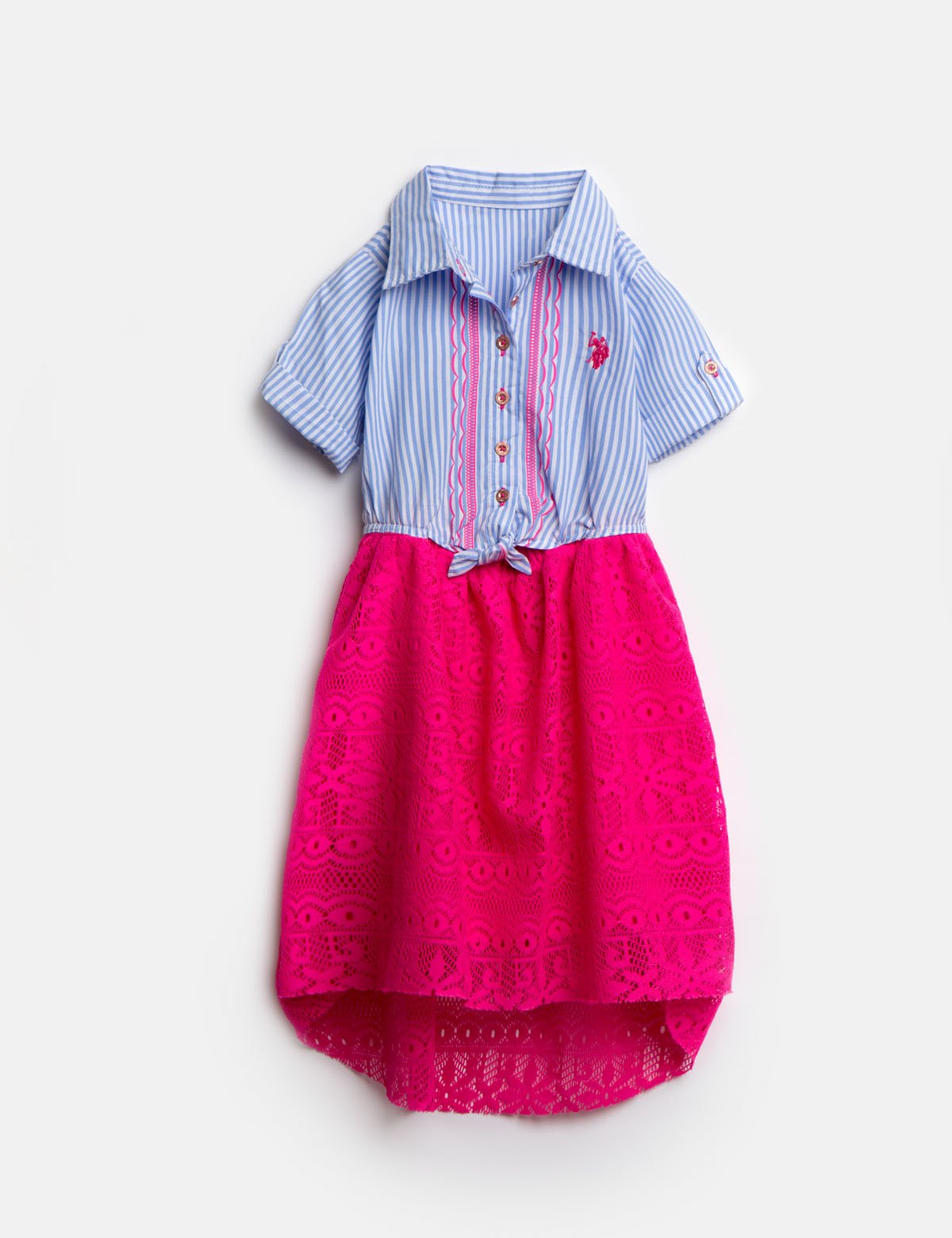 GIRLS DRESS WITH STRIPES AND LACE– U.S. Polo Assn.