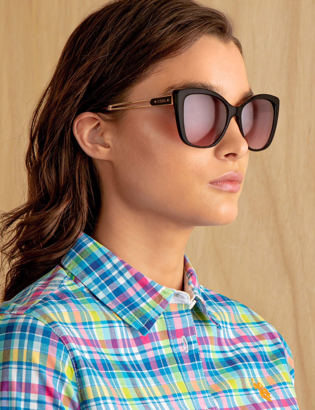 LADIES GEOMETRIC CAT-EYE SUNGLASSES– U.S. Polo Assn display picture 1