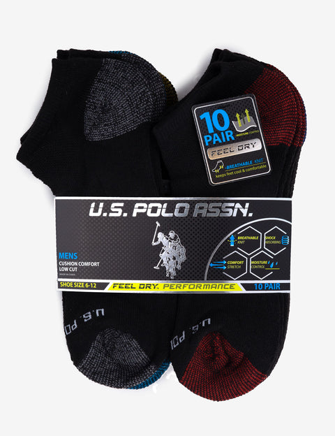 MENS 10 PACK PERFORMANCE LOW CUT SOCKS - U.S. Polo Assn.