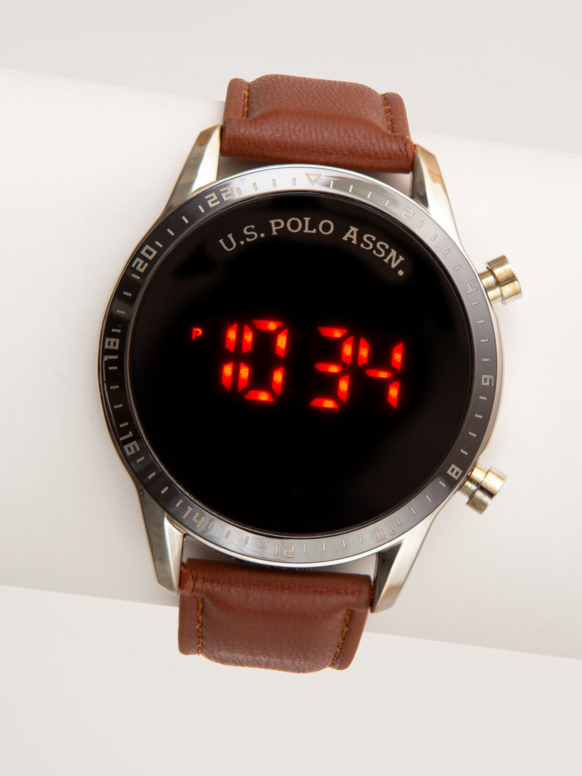 MEN'S USPA BROWN STRAP LED WATCH– U.S. Polo Assn.