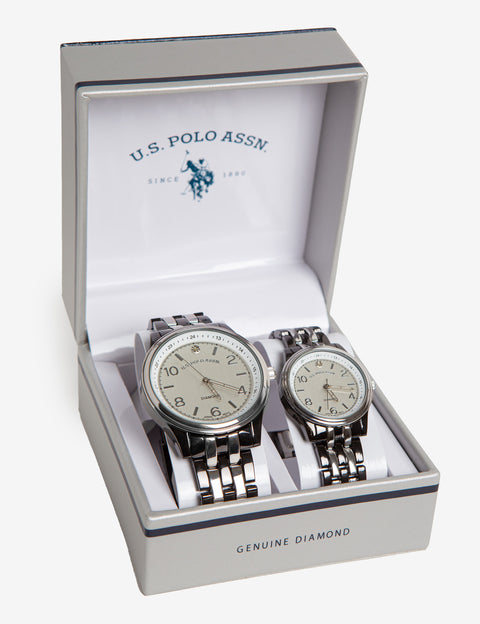 HIS AND HERS GUNMETAL TWO TONE WATCH SET - U.S. Polo Assn.