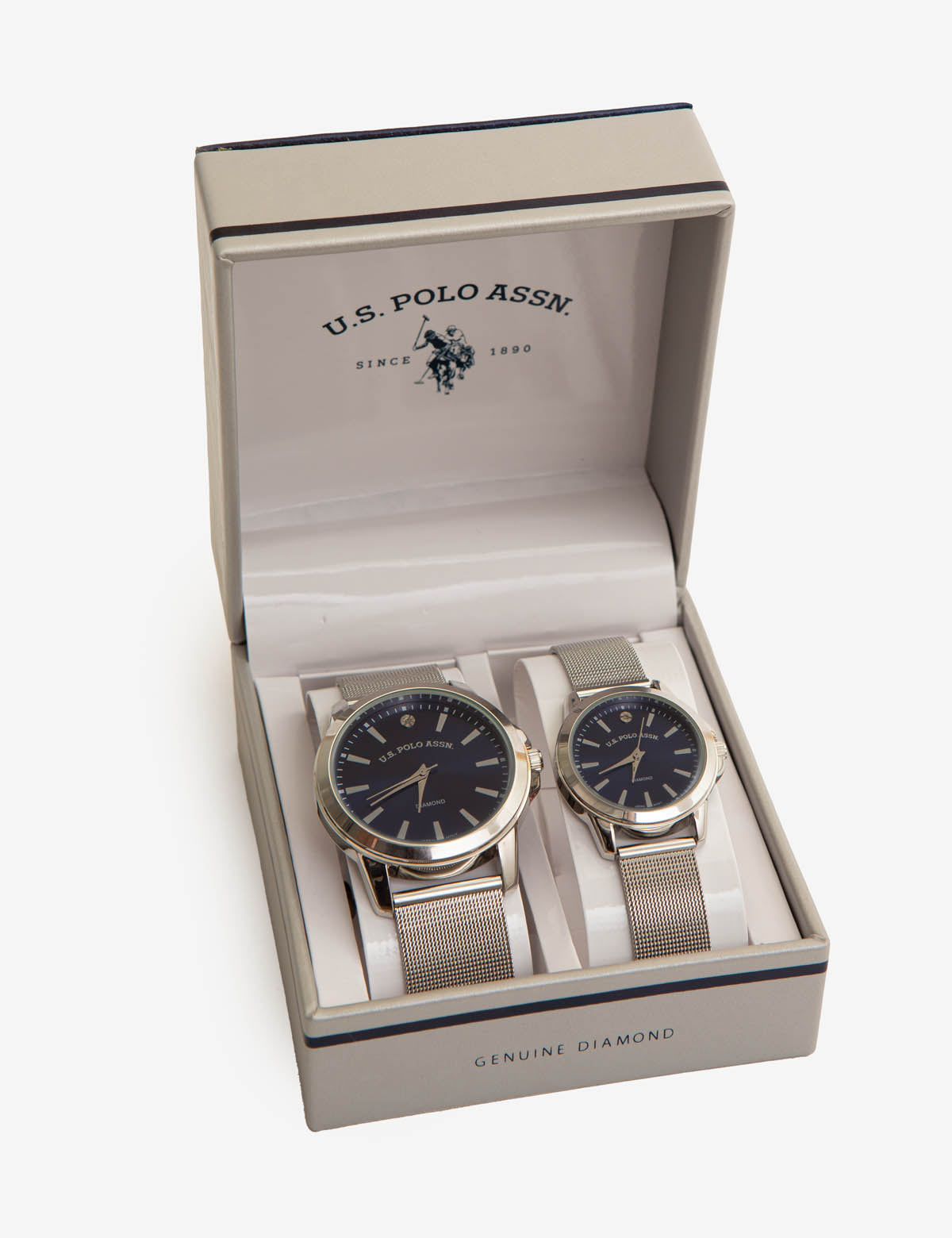 HIS AND HERS BLUE DIAL MESH STRAP WATCH SET– U.S. Polo