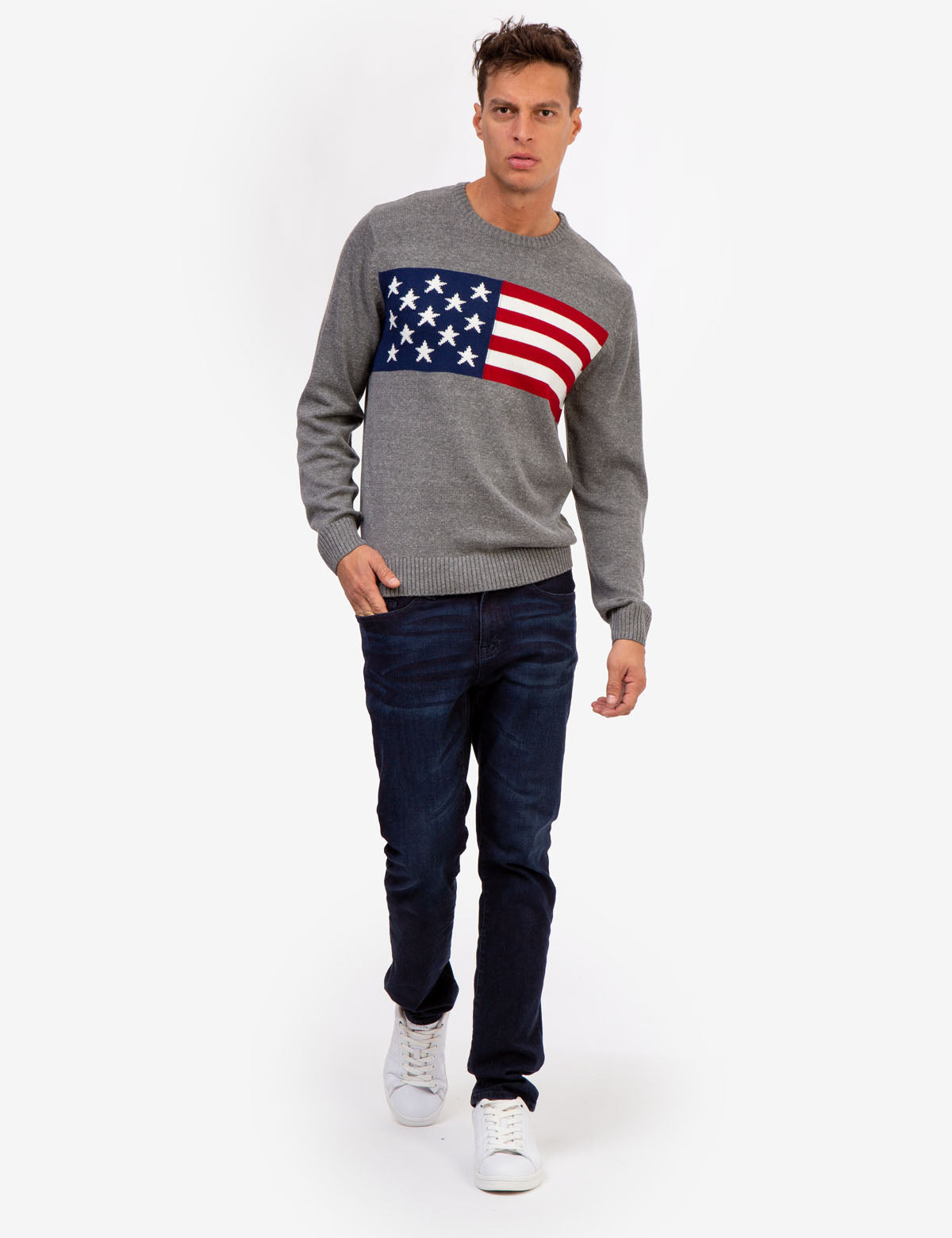 Zenana American Flag Crew Neck Sweater
