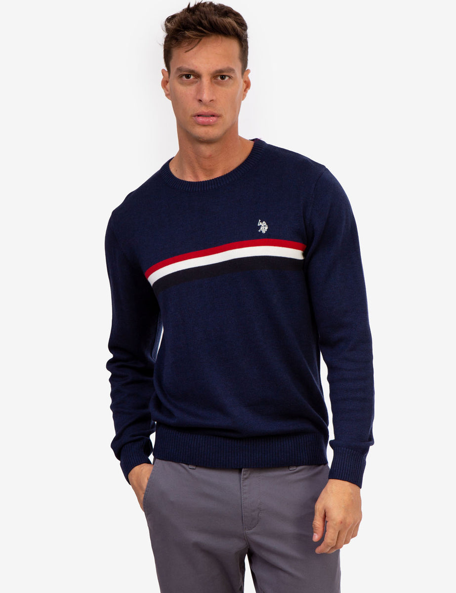 CHEST STRIPE CREW NECK SWEATER– U.S. Polo Assn.